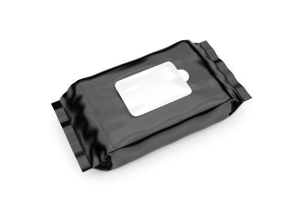 空白湿纸巾包装的品牌，3d渲染插图。图片下载