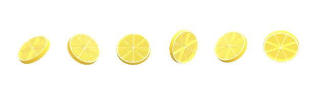 3D渲染集柠檬柑橘从不同的侧面极简主义在一个卡通风格。在白色背景上隔离的设计模板。图片下载