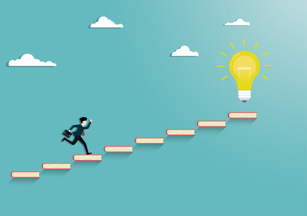 一个在楼梯上跑步的年轻商人图片下载