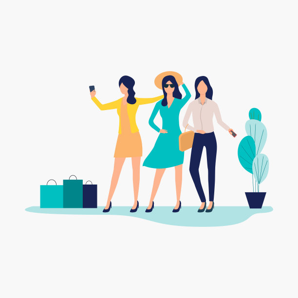 一起散步和购物的女人图片下载