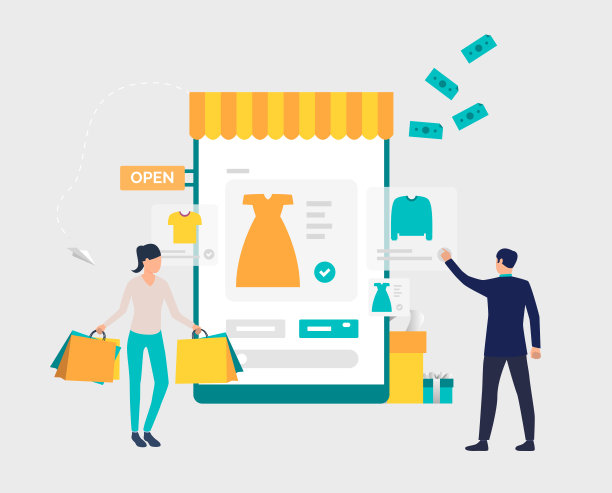 男人和女人在网上买衣服图片下载