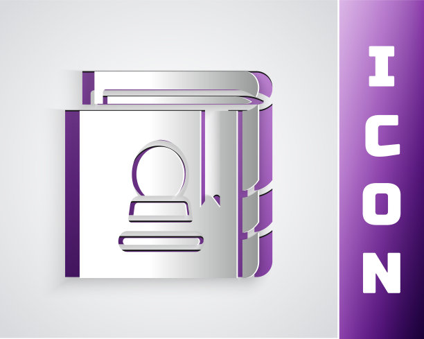 剪纸古老的魔法书与炼金术配方和神秘的咒语和结界图标孤立在灰色的背景。纸艺术风格。矢量图图片下载