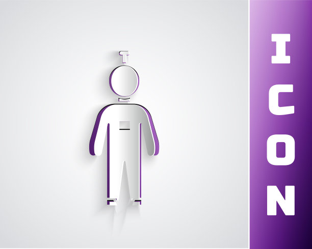 剪纸宇航员图标孤立在灰色背景。纸艺术风格。矢量图图片下载