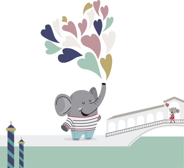情人节卡片设计，大象和老鼠图片下载