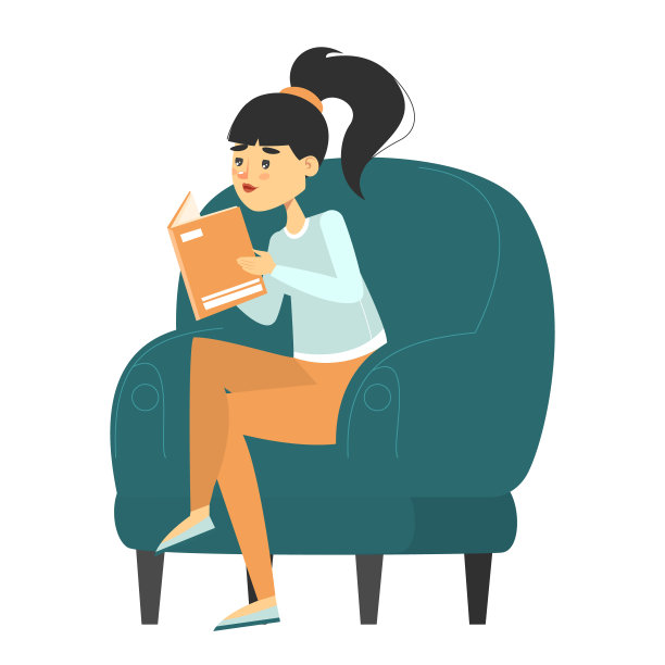 女人读书矢量孤立图片下载
