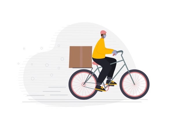 安全的送货员，快递员，驾驶自行车的性格图片下载