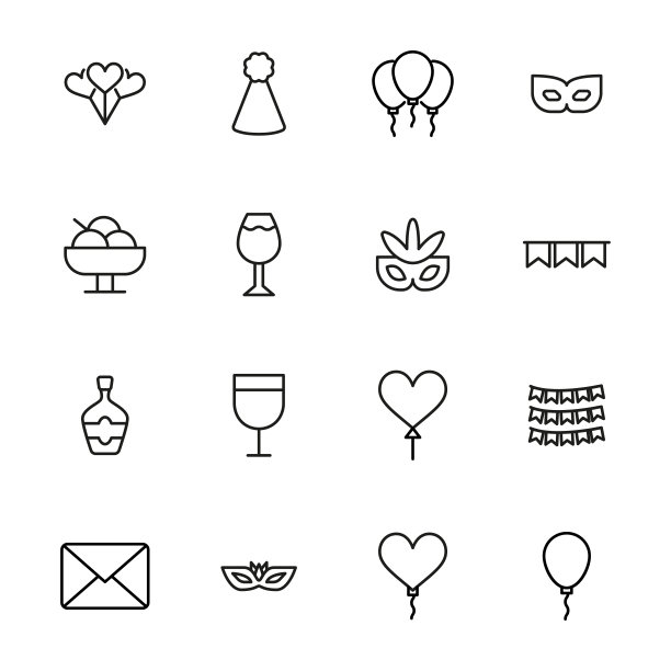 生日线图标集。图片下载