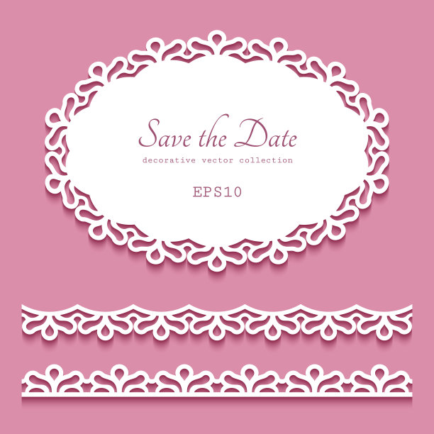 椭圆形花边桌布和边界，切割模板图片下载