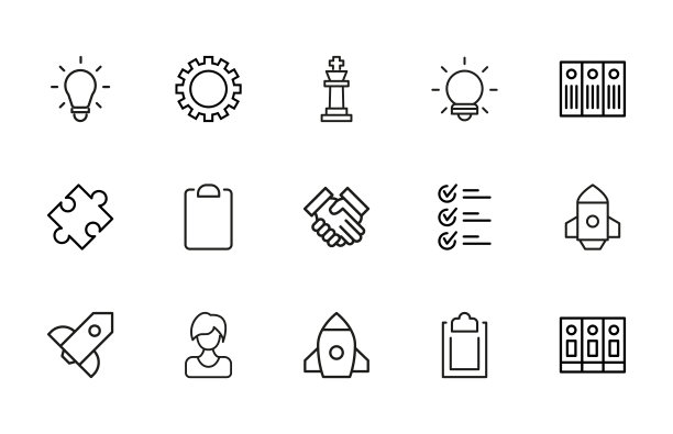 简单的商业图标在时尚的路线风格。图片下载