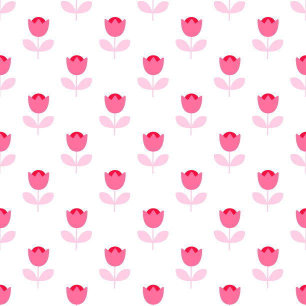 向量无缝模式与粉红色的花。图片下载