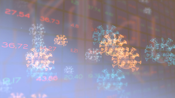 全球股市指标在黑暗的网格背景下变化混乱。图片下载