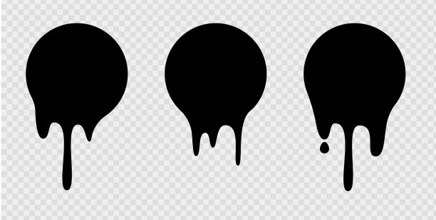 熔化滴胶或圆标签。矢量液体滴图标涂鸦blob贴纸。黑色液体或融化的巧克力滴，当前油漆。图片下载