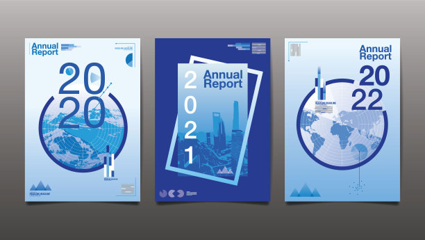 2020,2021,2022年度报告，蓝色，商业，模板布局设计，封面书。矢量图，抽象背景。素材图片