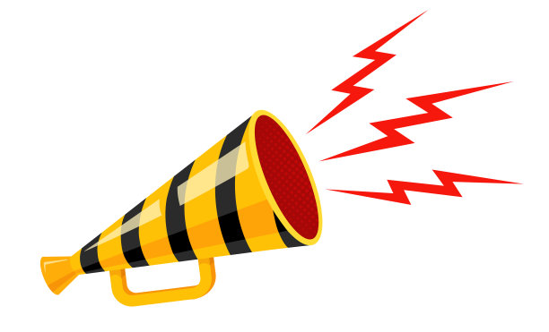 带有黑色线条的老式黄色扩音器。图片下载