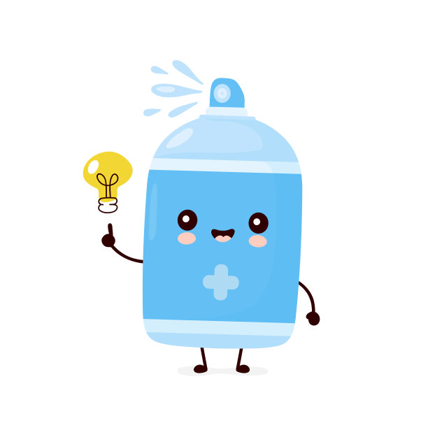 可爱快乐的带灯泡的消毒喷雾瓶图片下载