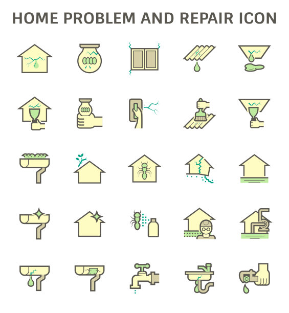 家居问题和维修服务向量图标集设计。图片下载