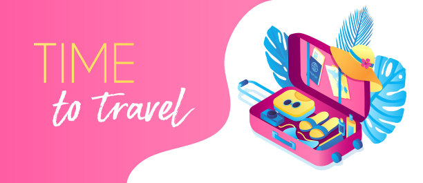 矢量横幅模板旅游公司或航空公司。网上预订机票和酒店。旅行，旅行，冒险的时间。夏天的假期。广告，促销，旅游销售。图片下载