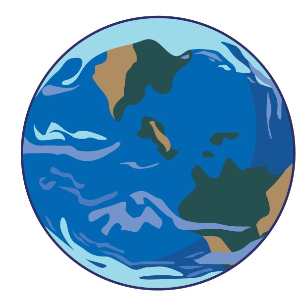 行星地球与海洋和生物隔离在白色背景设计，平面矢量股票插图与地球或空间对象作为生态概念图片下载