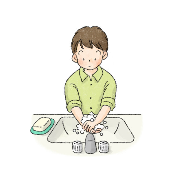 儿童洗手图(男学生)图片下载