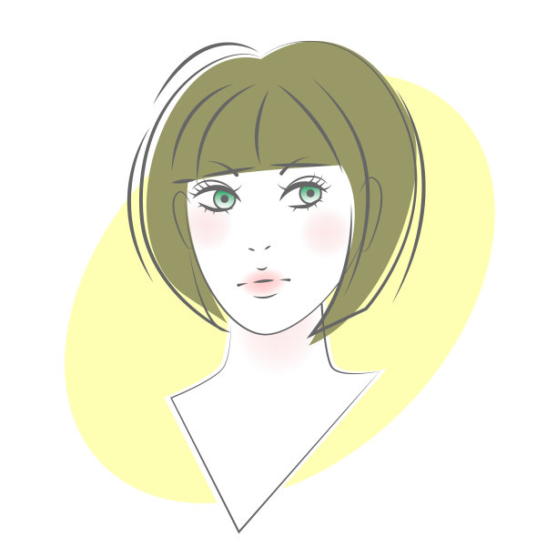 正面的观点，鲍勃头发的女人图片下载