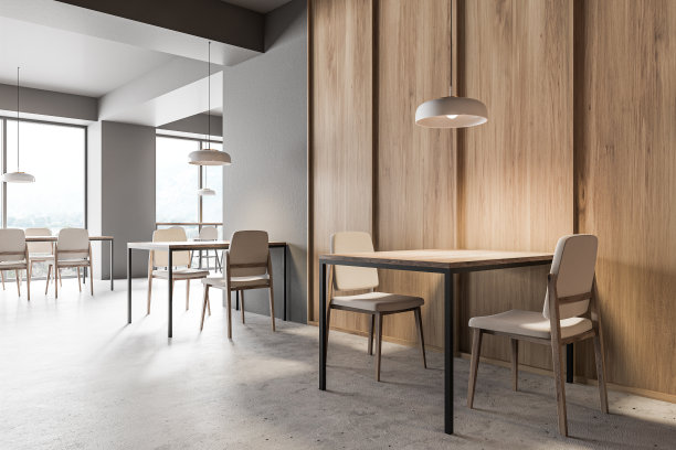 灰色和木制工业风格的咖啡吧图片下载