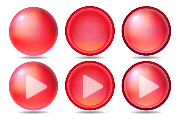 按钮是三种类型的网页材料。带有图标的按钮有三个播放标志。图片下载