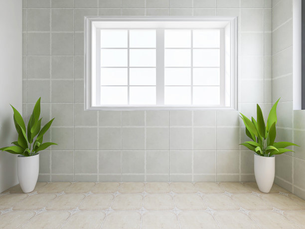 3D效果图，宽敞明亮的城市住宅封闭式阳台设计，绿色植物和家用电器看起来休闲舒适图片下载