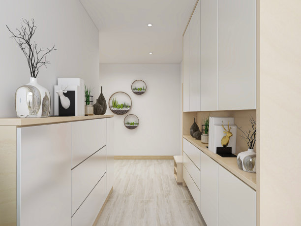 3D渲染，温馨用餐区设计，五斗柜，酒柜，洗衣机图片下载