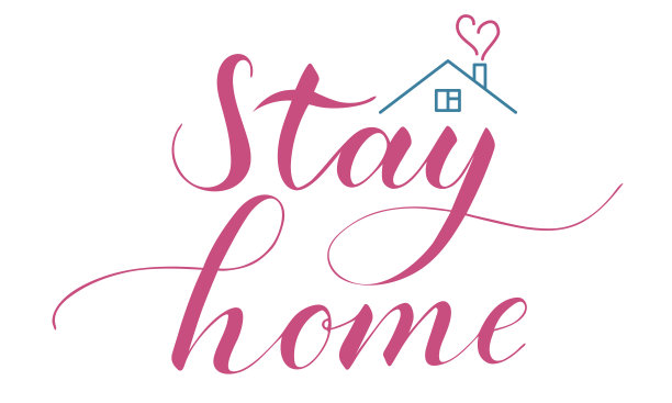矢量手写留在家里文字孤立在白色背景图片下载