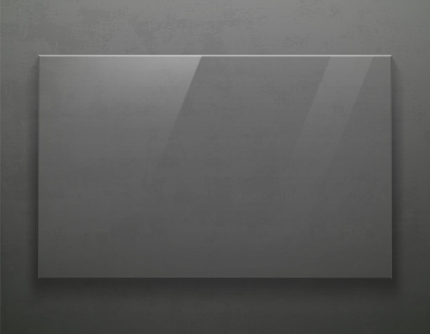 灰色金属上的玻璃透明空白板。图片下载