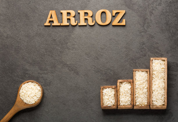 水稻。生白米。销售和消费统计图表。图片下载