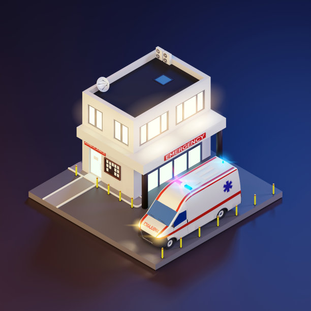 急诊医院入口三维等距图片下载