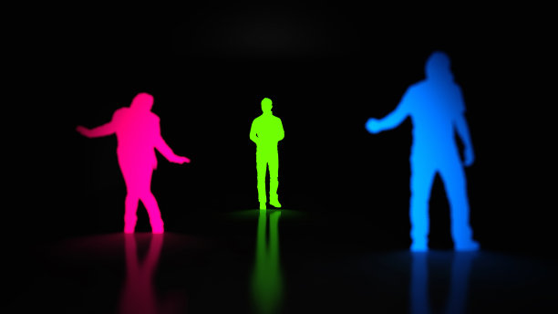 彩色舞者在舞池概念，3d插图图片下载