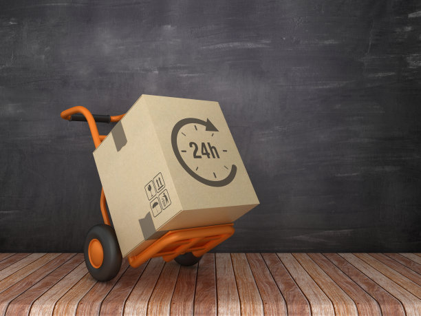 手动卡车和纸板盒在黑板上- 3D渲染图片下载