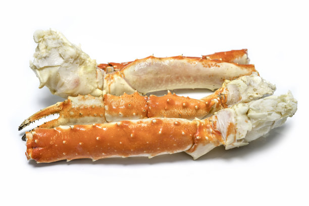 阿拉斯加帝王蟹腿孤立在白色背景，堪察加蟹孤立在白色背景图片下载