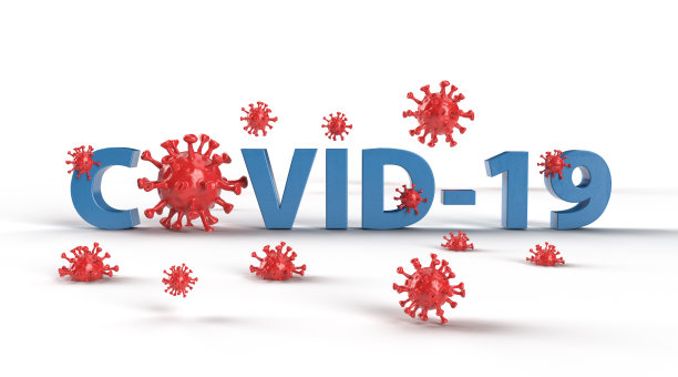 COVID-19字与病毒细胞(剪切路径)图片下载