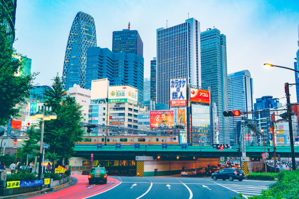 日本东京新宿的一条拥挤的街道。图片下载