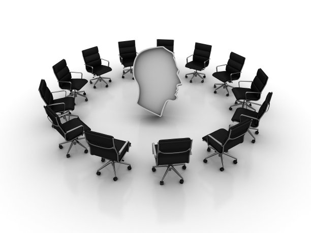 椅子与头部形状的团队合作- 3D渲染图片下载