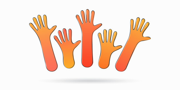 五彩缤纷的手。矢量插图，一个协会，团结，伙伴，友谊图片下载