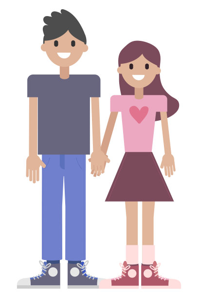 矢量插图两个快乐的青少年牵着手图片下载