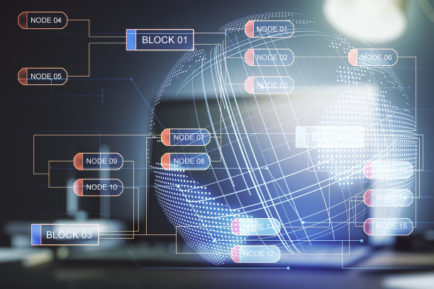 摘要以现代计算机为背景，国际软件开发理念的世界地图创意编码插画。Multiexposure图片下载