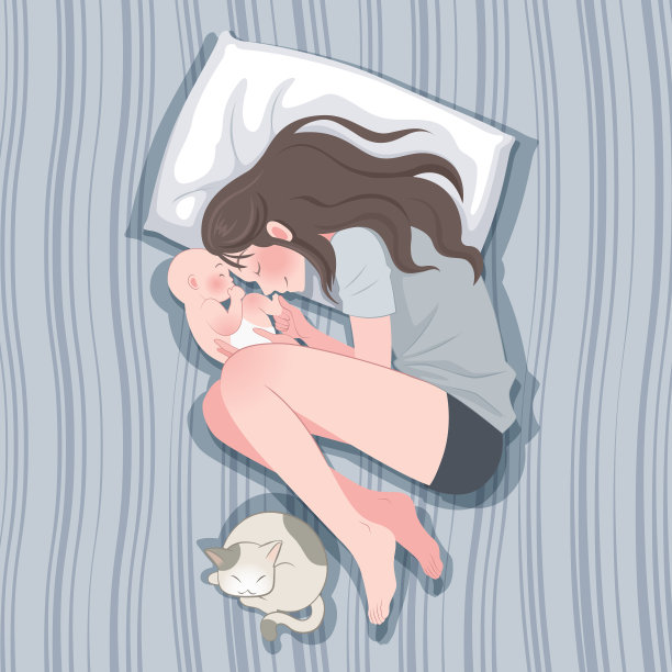 祝您母亲节快乐。年轻的母亲和她的孩子。素材图片