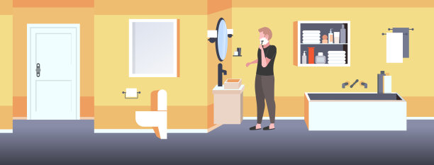 帅哥剃脸用泡沫护肤概念浴室内饰图片下载