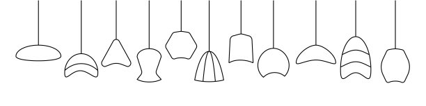 一组轮廓矢量吊灯。白色背景上的照明元素图片下载