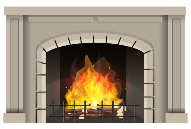 白色背景的壁炉里面有炽热的火图片下载