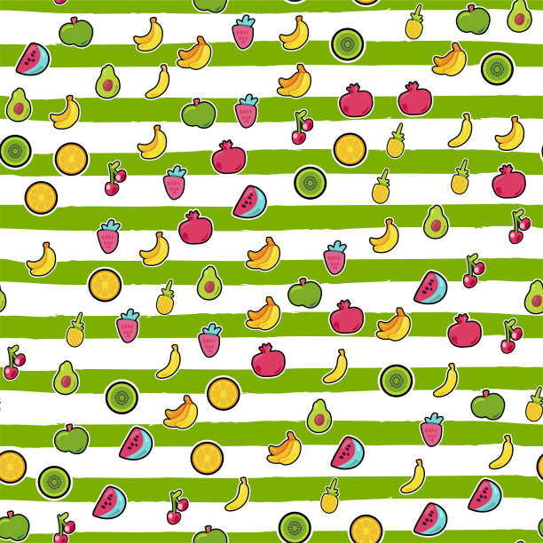 新鲜的夏季多汁水果画无缝图案图片下载