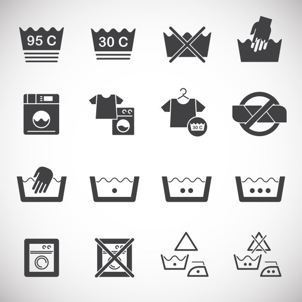 洗衣相关的图标设置在图形和网页设计的背景。创意插图概念符号的web或移动应用程序。图片下载