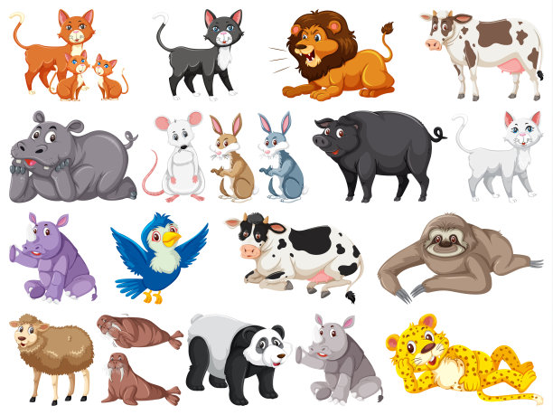 白色背景上的大型野生动物图片下载