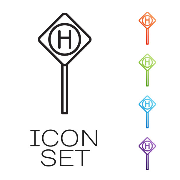 黑线停车图标孤立在白色背景。街头路标。设置图标丰富多彩。矢量图图片下载