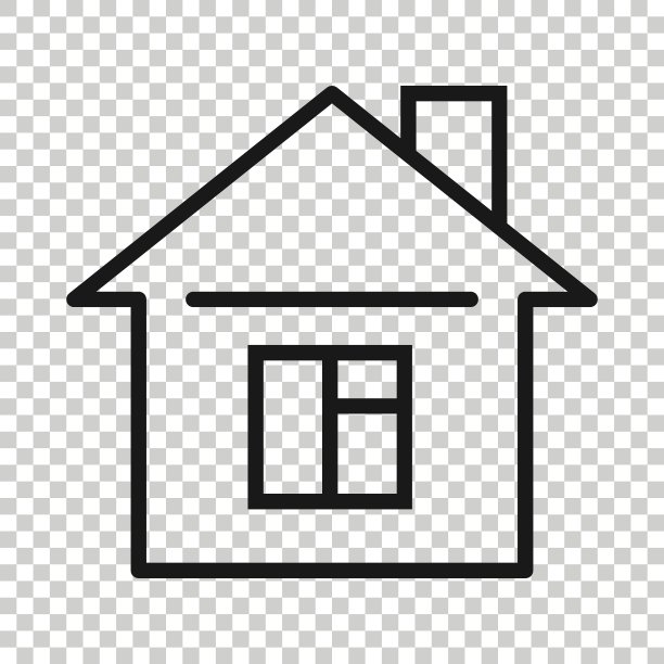 扁平风格的建筑图标。白色孤立背景上的房屋矢量图。房屋商业概念。图片下载